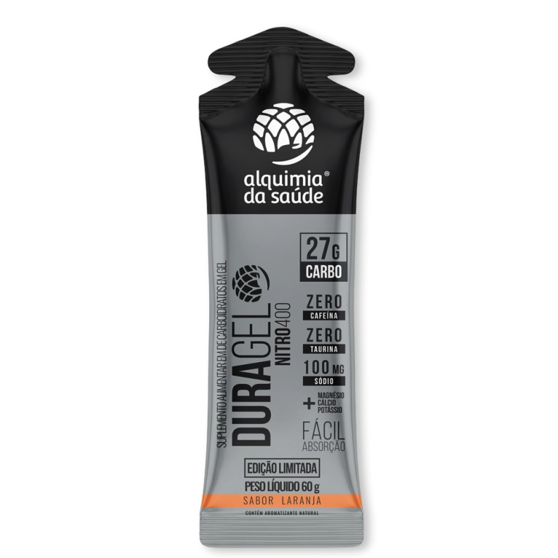 Produto Duragel Nitro400 Laranja – Gel de Carboidrato 27g (Box com 15 Sachês)